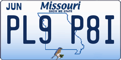 MO license plate PL9P8I