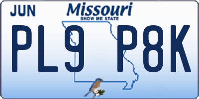 MO license plate PL9P8K