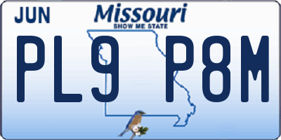 MO license plate PL9P8M