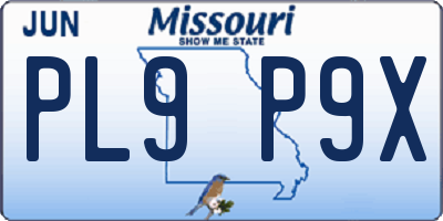 MO license plate PL9P9X