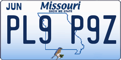 MO license plate PL9P9Z