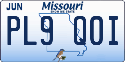 MO license plate PL9Q0I