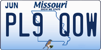 MO license plate PL9Q0W