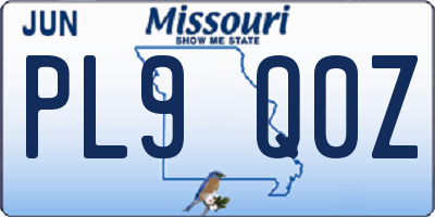 MO license plate PL9Q0Z