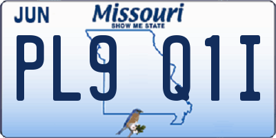 MO license plate PL9Q1I