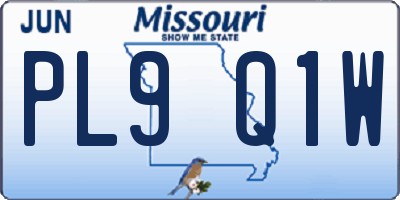 MO license plate PL9Q1W