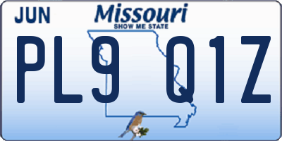MO license plate PL9Q1Z