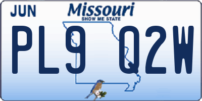 MO license plate PL9Q2W