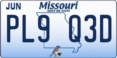 MO license plate PL9Q3D