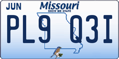 MO license plate PL9Q3I