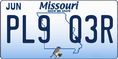 MO license plate PL9Q3R