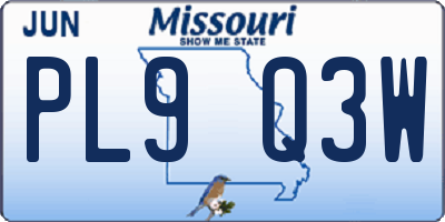 MO license plate PL9Q3W