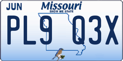 MO license plate PL9Q3X