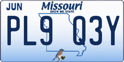MO license plate PL9Q3Y