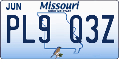 MO license plate PL9Q3Z