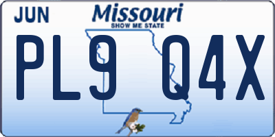 MO license plate PL9Q4X