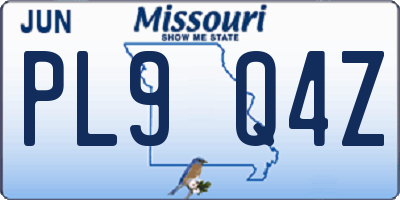 MO license plate PL9Q4Z
