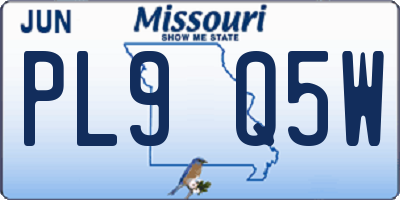 MO license plate PL9Q5W