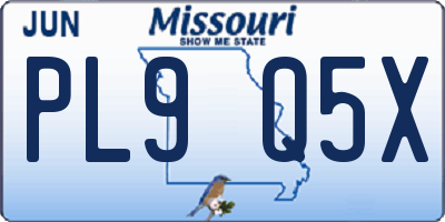 MO license plate PL9Q5X