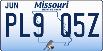 MO license plate PL9Q5Z