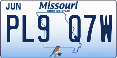 MO license plate PL9Q7W