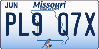 MO license plate PL9Q7X