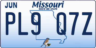 MO license plate PL9Q7Z