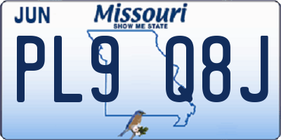 MO license plate PL9Q8J