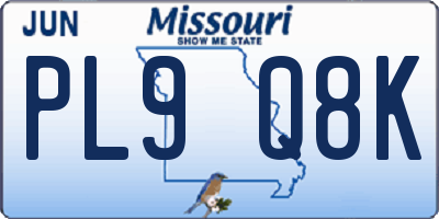 MO license plate PL9Q8K