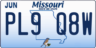 MO license plate PL9Q8W