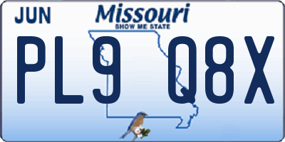 MO license plate PL9Q8X