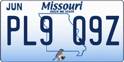 MO license plate PL9Q9Z