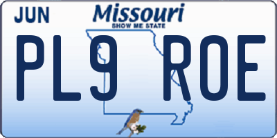 MO license plate PL9R0E