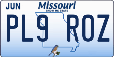 MO license plate PL9R0Z