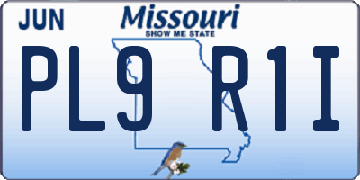 MO license plate PL9R1I
