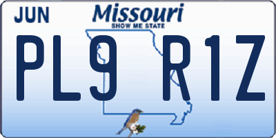 MO license plate PL9R1Z