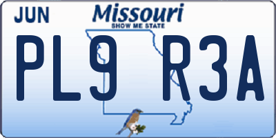 MO license plate PL9R3A
