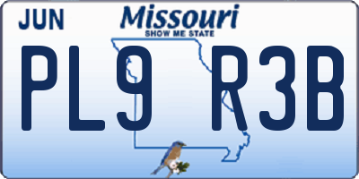 MO license plate PL9R3B