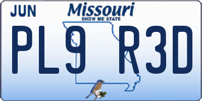MO license plate PL9R3D