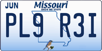 MO license plate PL9R3I
