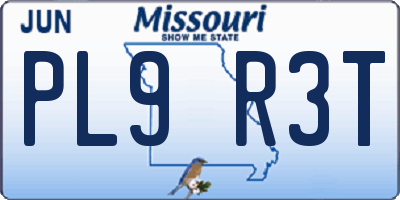 MO license plate PL9R3T
