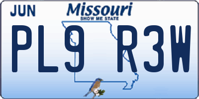 MO license plate PL9R3W
