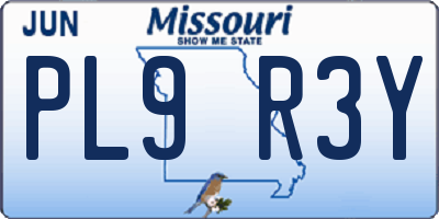 MO license plate PL9R3Y