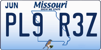 MO license plate PL9R3Z