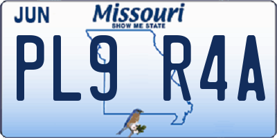 MO license plate PL9R4A