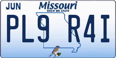 MO license plate PL9R4I