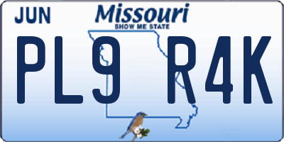 MO license plate PL9R4K