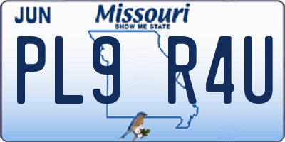 MO license plate PL9R4U