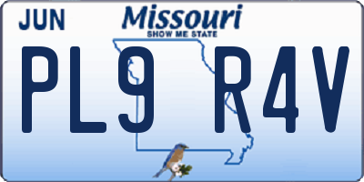 MO license plate PL9R4V