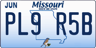 MO license plate PL9R5B